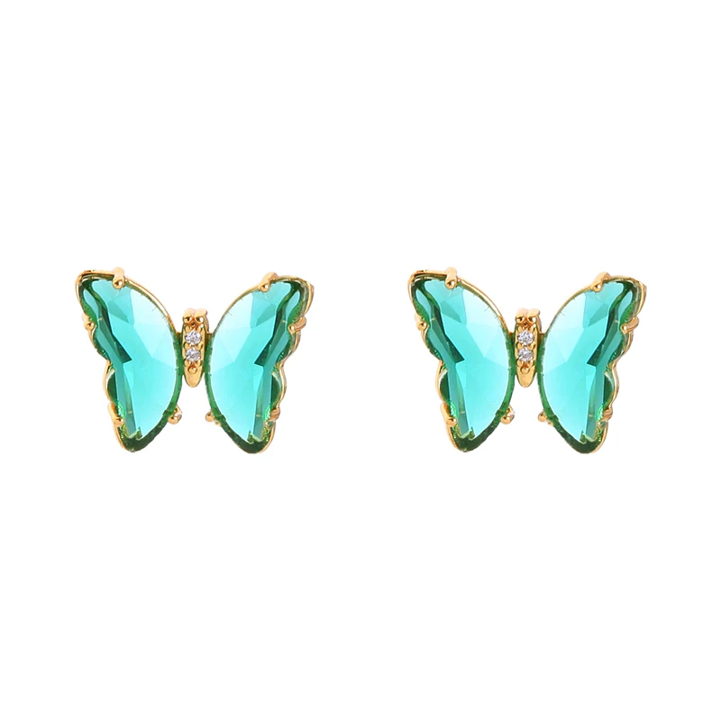

90116 Shiny Glass Hot 2020 Fashion Jewelry Women Butterfly Stud Earring, Gold