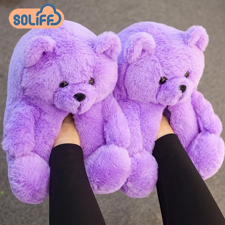 

teddy bear slippers 2021 new teddy Wholesale Plush New Style Slippers indoor teddy bear slippers, Customized color