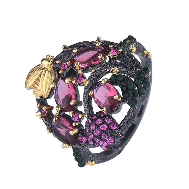 

ADELANTE Hot Sale Gothic Style Ruby Black Gun Diamond Jewellery Luxury Rings