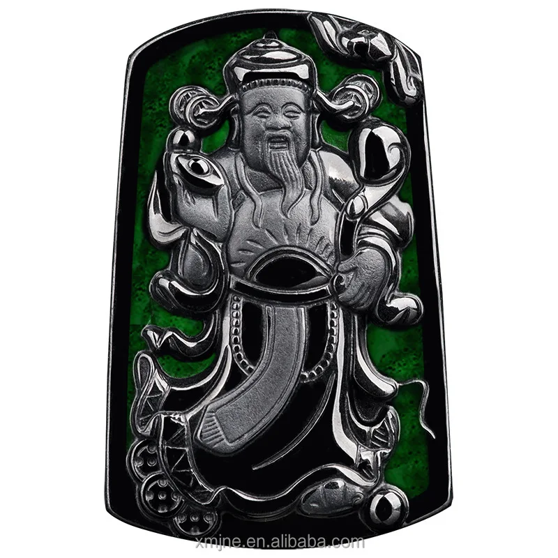 

Certified Grade A Natural Ink Jade Jade Lucky God Of Wealth Pendant Ink Jade Ice Seed Pendant Wholesale