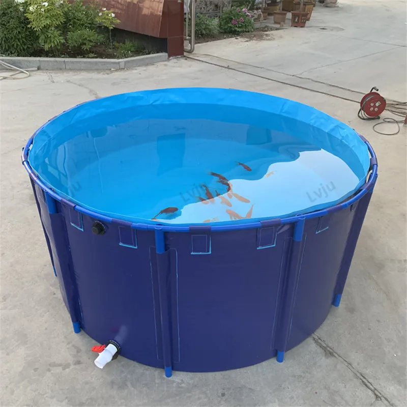 

Lvju Custom Size 900L 238 Gallon Collapsible Fish Farm Tank Indoor Home Fish Tub Pond, Blue / gray /custom