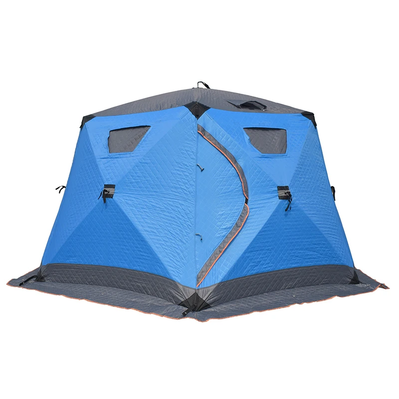 

Insulated 4 person ice fishing tent with stove pop up winter fishing tent 6 sides hexagon portable