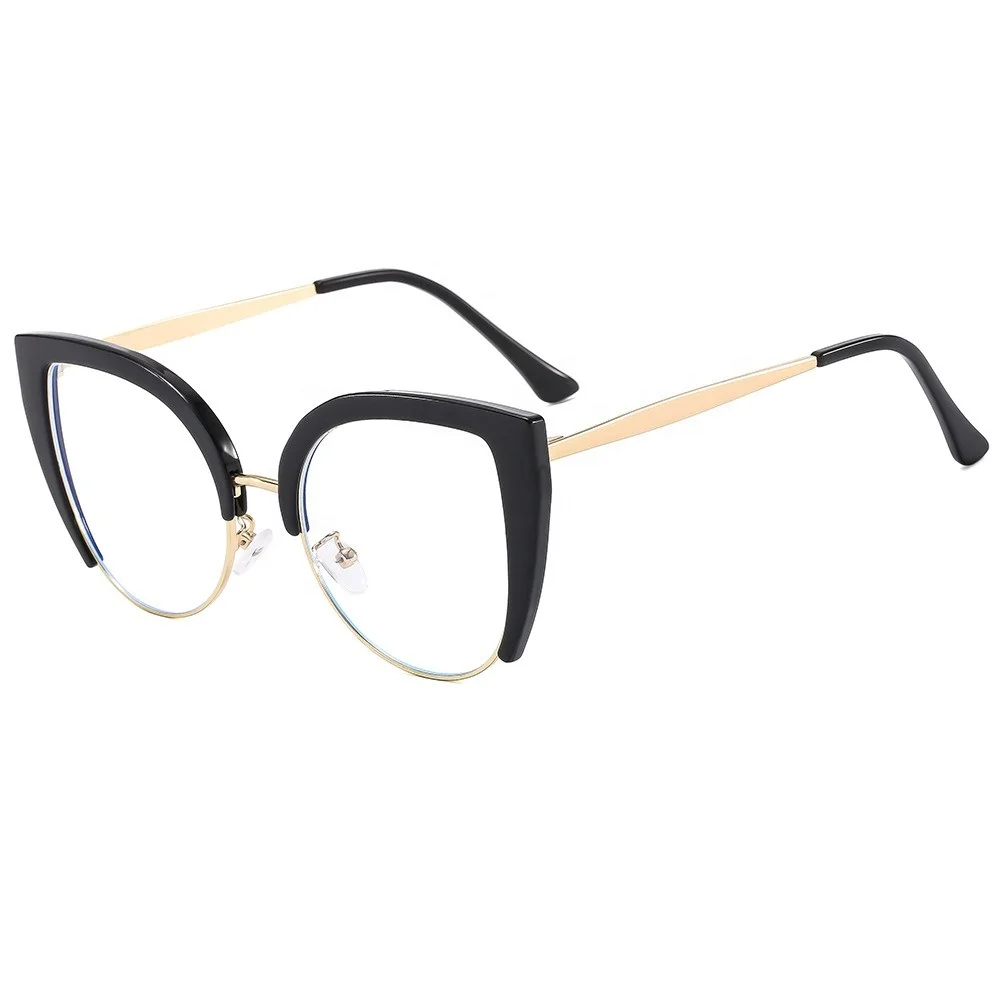 

2023 New OEM Optical Frame Blocking glasses frame in stock Cat Eye Metal Anti Blue Light Glasses Frame Women Reading Eye Glasses