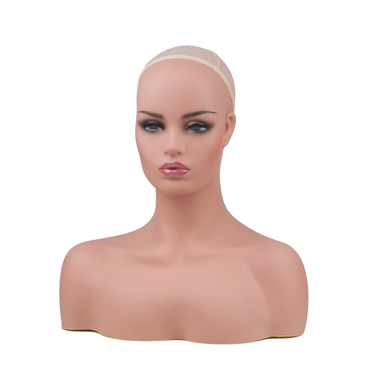 

Custom Glam Pretty manikin doll head bust realistic Female makeup wig mannequin head with shoulders for Wig Jewelry Hat Displays, Any color