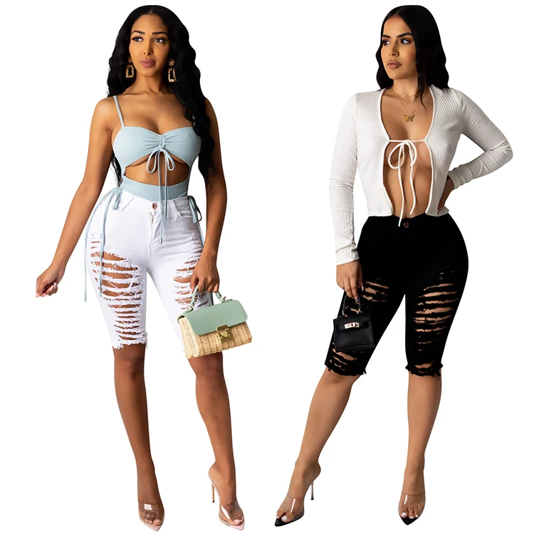 

Y8182 Summer Fashion Ripped Jeans Shorts Women High Quality Skinny Jeans Femme