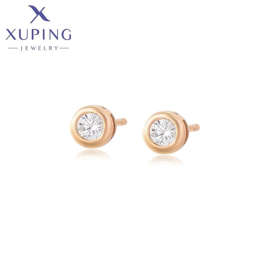 

X000460020 XUPING Jewelry Classic women single zircon earrings 18K gold color simple daily 4mm elegant fashion earrings