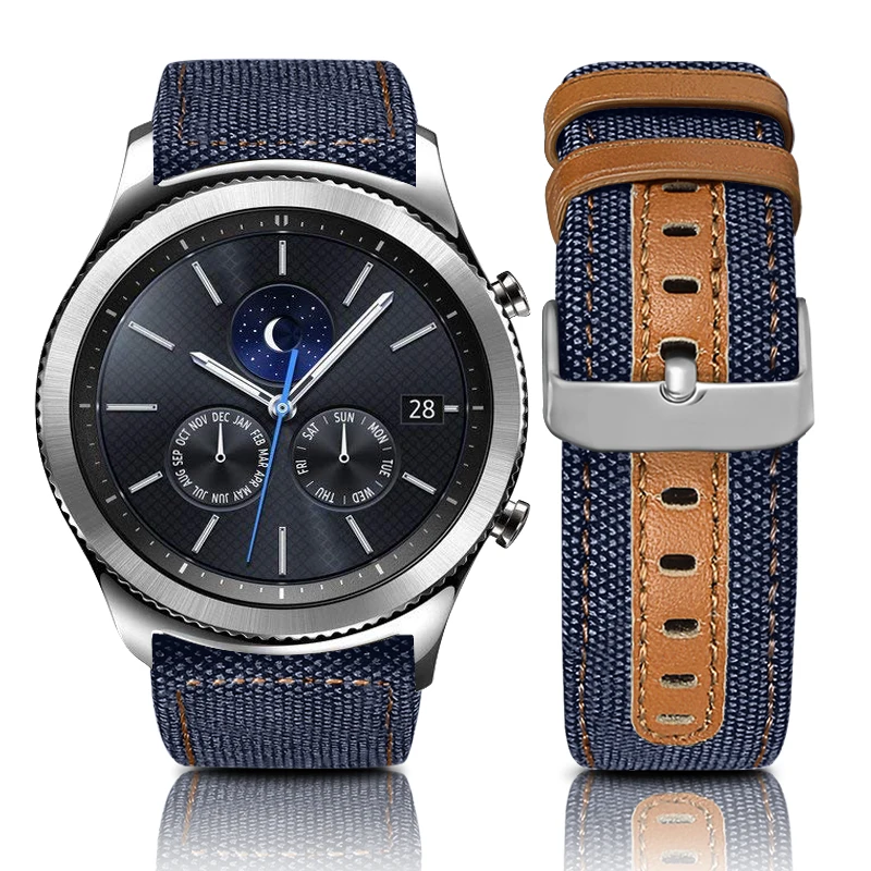 

COOLYEP 20MM 22MM Gear Sm V700 Band Canvas Leather Watch Band For Samsung Galaxy Watch Strap