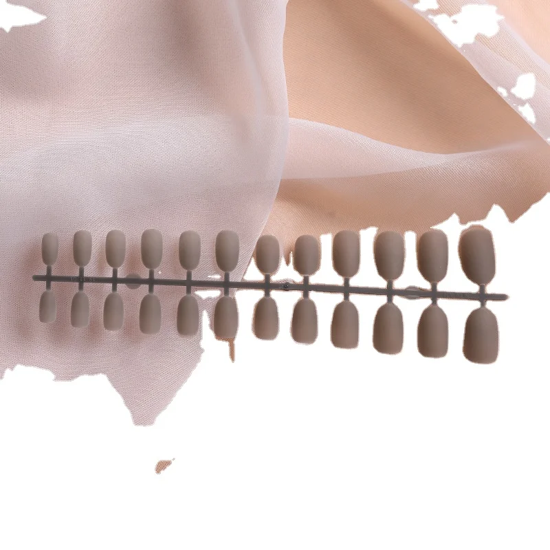 

New 24pcs/set Fashion Frosted False Nails Pure Colour Long Round Design Full Cover Nail Tips Finished Artificial False Nails, Colorful