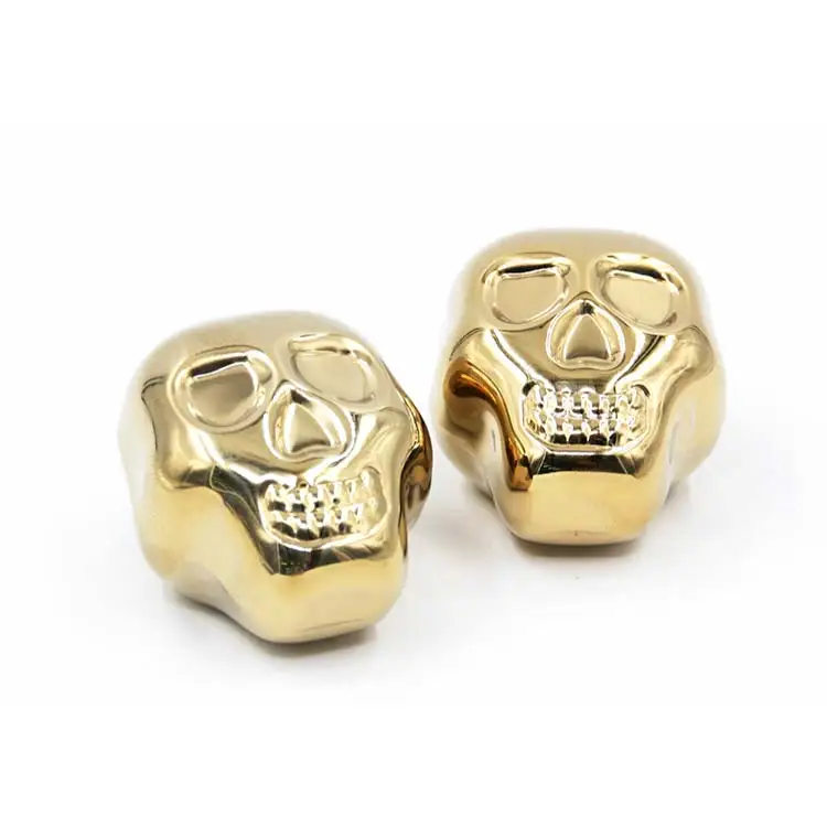 

Mini Metal Cocktail gold skull wine cooler whiskey stones and Best beer cooler Stainless Steel Ice Cube For Wine