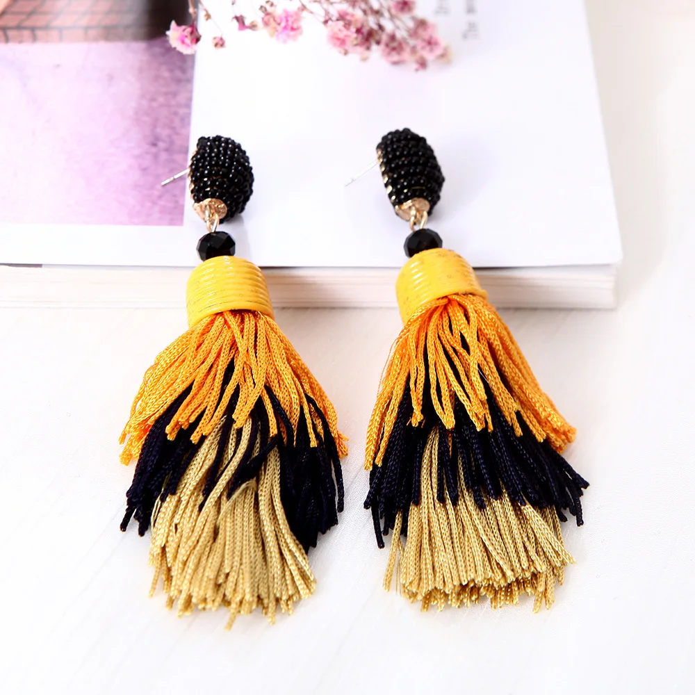 

Exaggeration Personality Pineapple Handmade Rice Beaded Earrings Jewelry For Women Girls