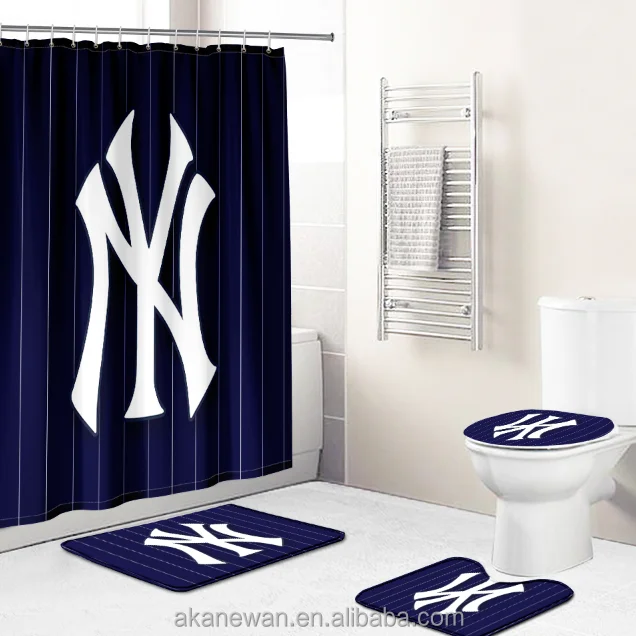

Hot Sale Custom High Quality Wholesale special price New York Yankees themed Fashion designer Famous brand 3D print bathroom set
