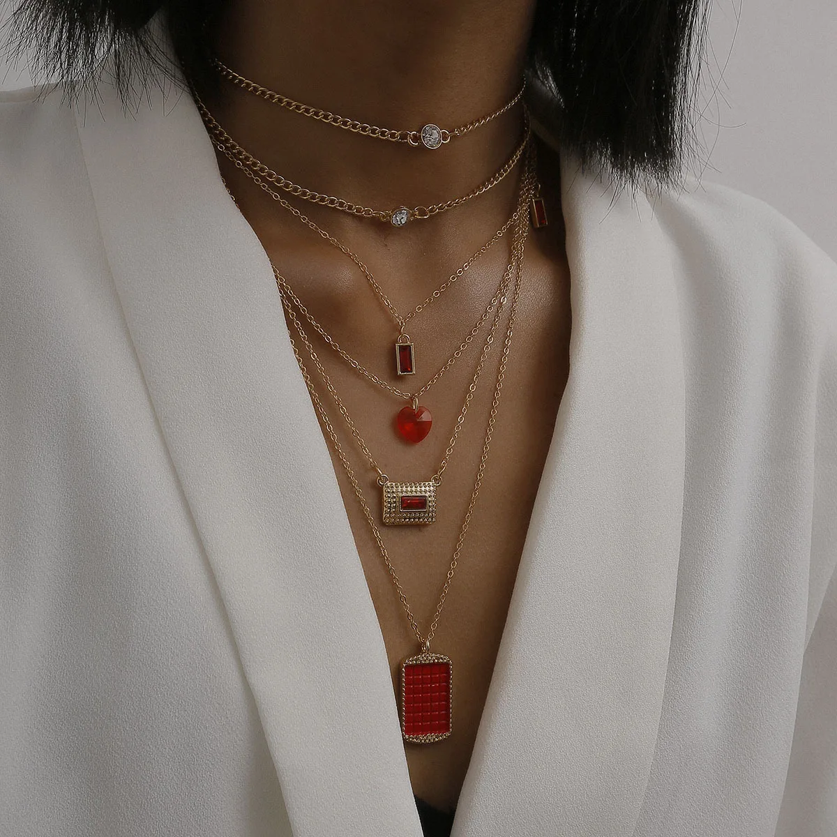 

wholesale Trendy custom chain necklace 2020 bling crystal healing necklace white gold pendant necklace, Picture