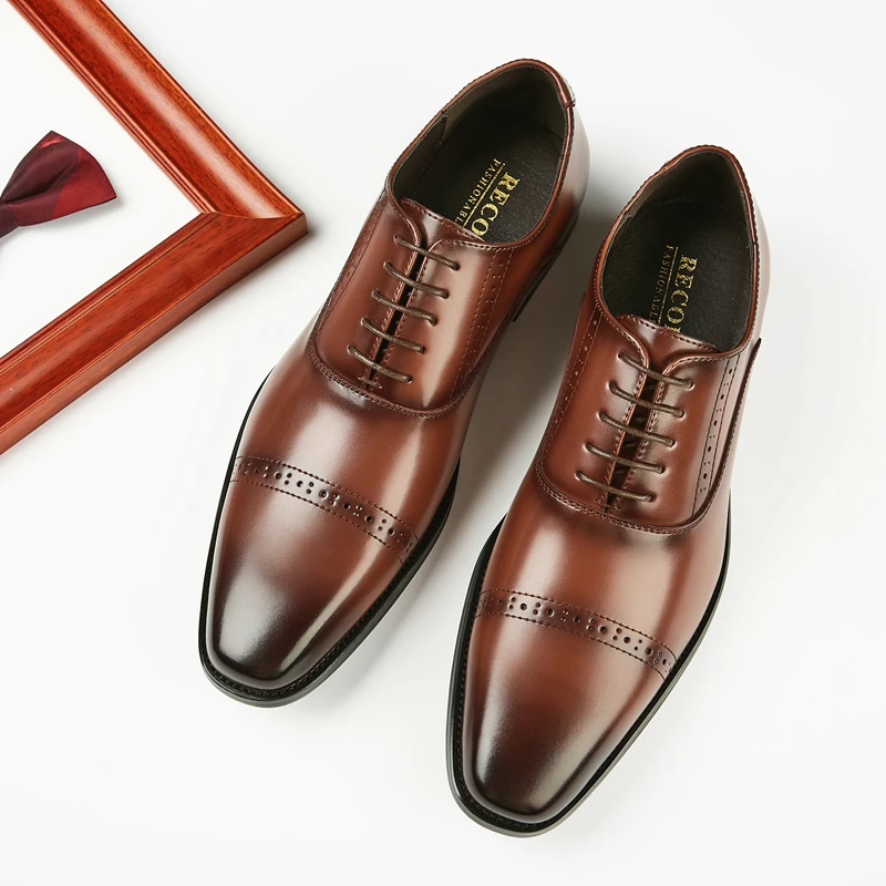 

custom logo wholesale genuine leather men's big size business office shoes men dress shoes