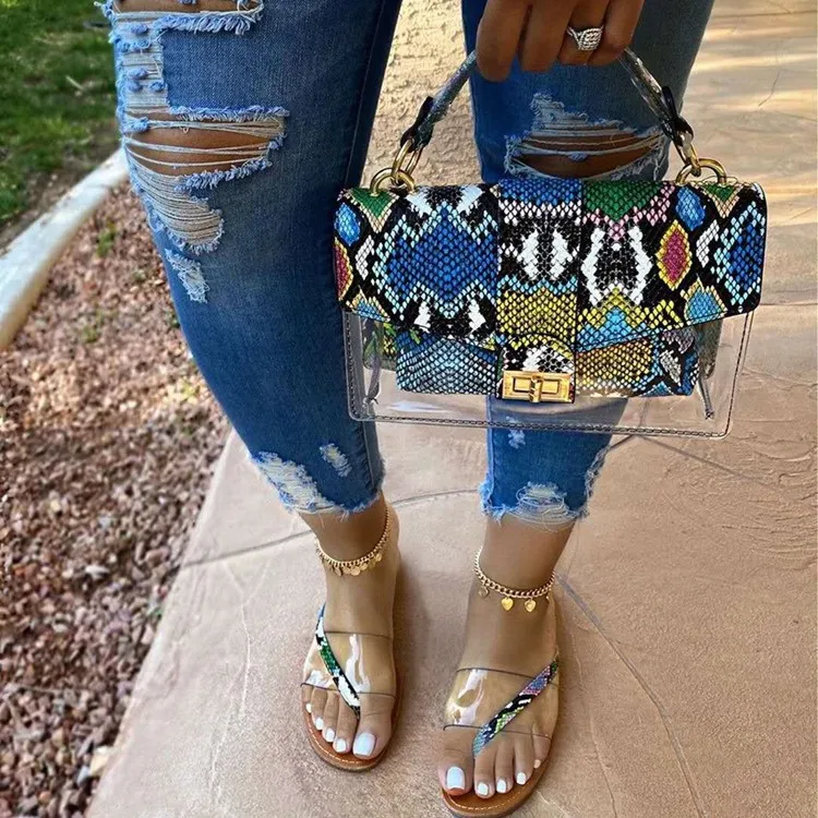 

Women snakeskin See-Through Sandals