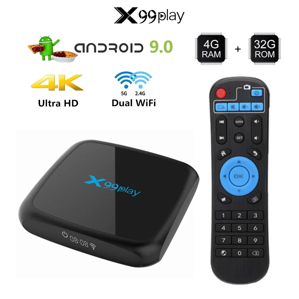 

X99 Play RK3318 set top box 4GB/32GB Android 9.0 4k HD network player tv box