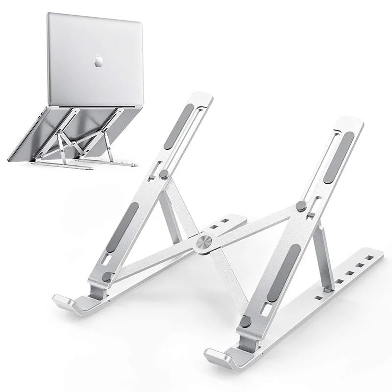 

OEM Desk Portable Tablet Computer Holder Aluminum Laptop Stand Adjustable Height Laptop Stand For Macbook, Silver