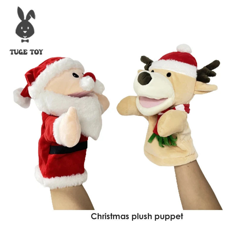 

Christmas hand puppet cartoon Santa Claus snowman elk hand puppet plush toy parent-child game activity doll