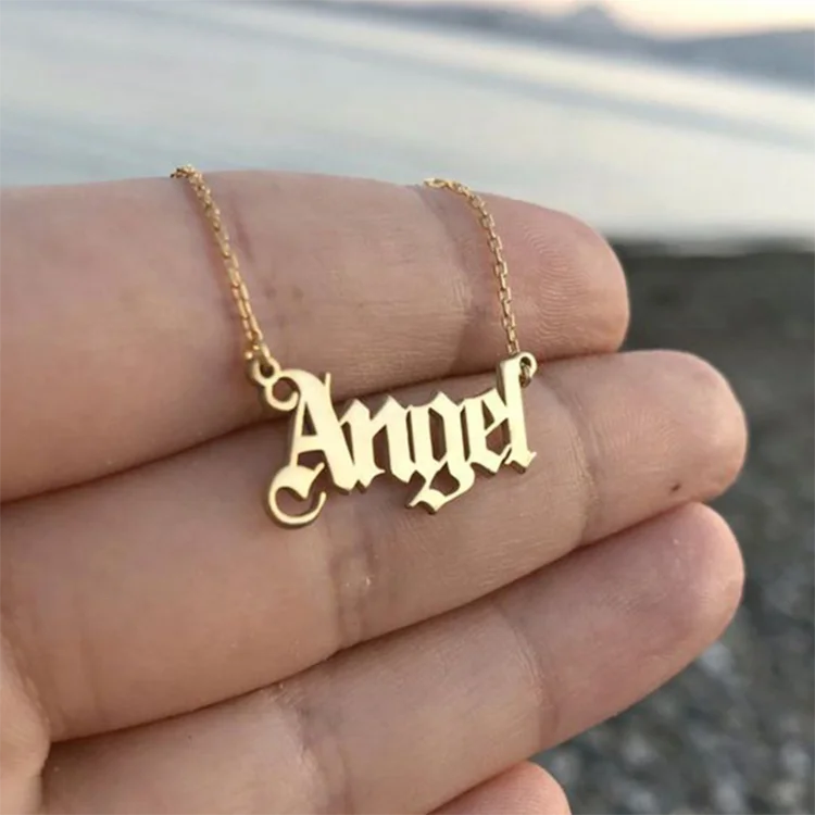

Fashion Letter Necklace 2020 Cute Angel Necklace Custom Gold Plated Jewelry Necklace Women Girls