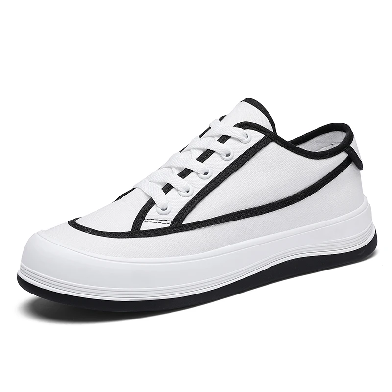 

Custom logo 2022 spring new trend walking style men's shoes casual versatile breathable board shoes thick soled canvas shoes