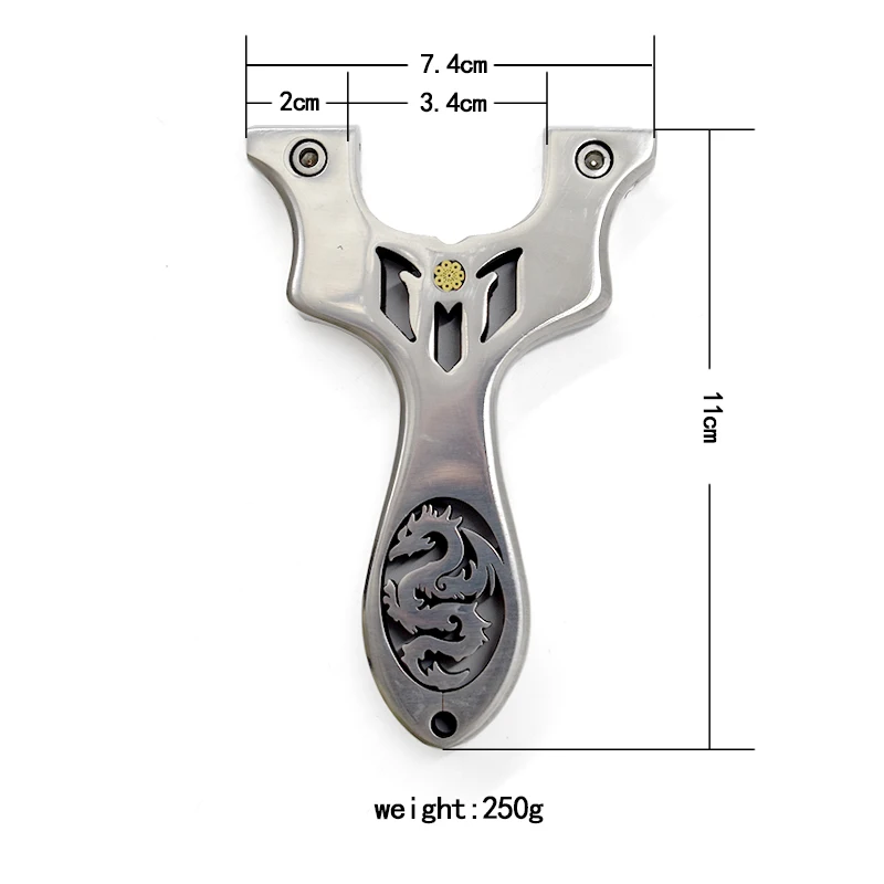 

Stainless Steel Slingshot with Flat Rubber Band Dragon Slingshot Powerful Hunting Fish Shooting Slingshot