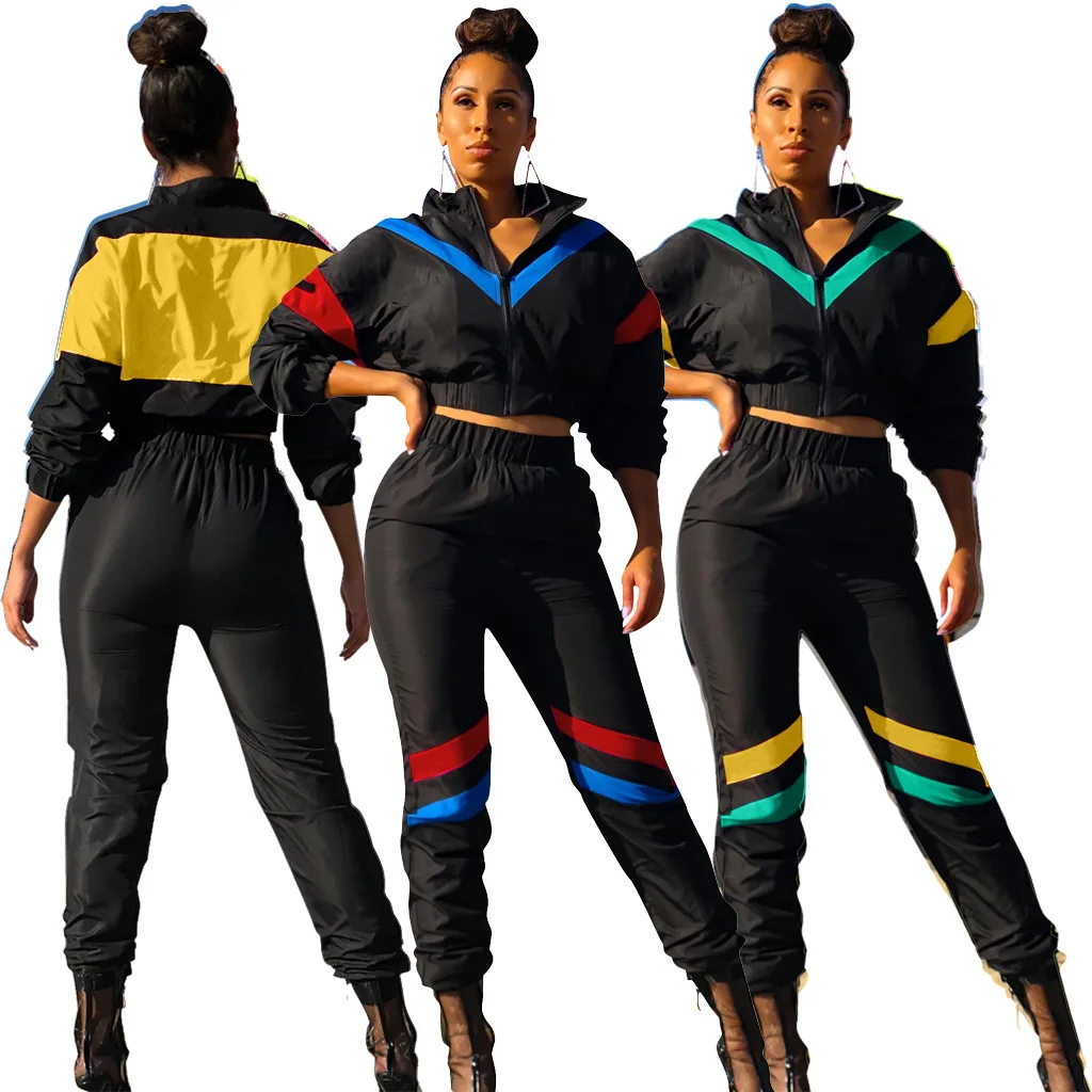 

2020 Hot Sale Fashionable Plus Size Leisure Spliced Sporty Zipper Women's Tracksuit Track Suit