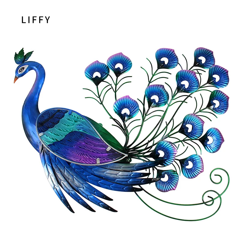 

Liffy Garden Metal Peacock Handmade Wall Art Decoration, Blue