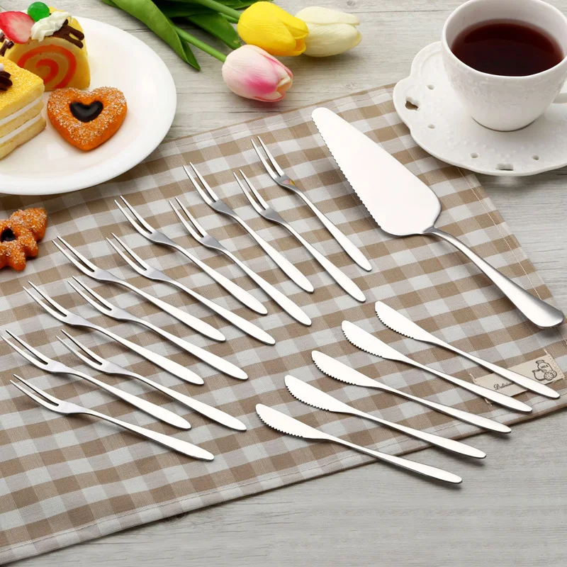 

China Direct Factory High Quality Mirror Polish Stainless Steel Fruit Fork Mooncake Knife Cake Server, Sliver