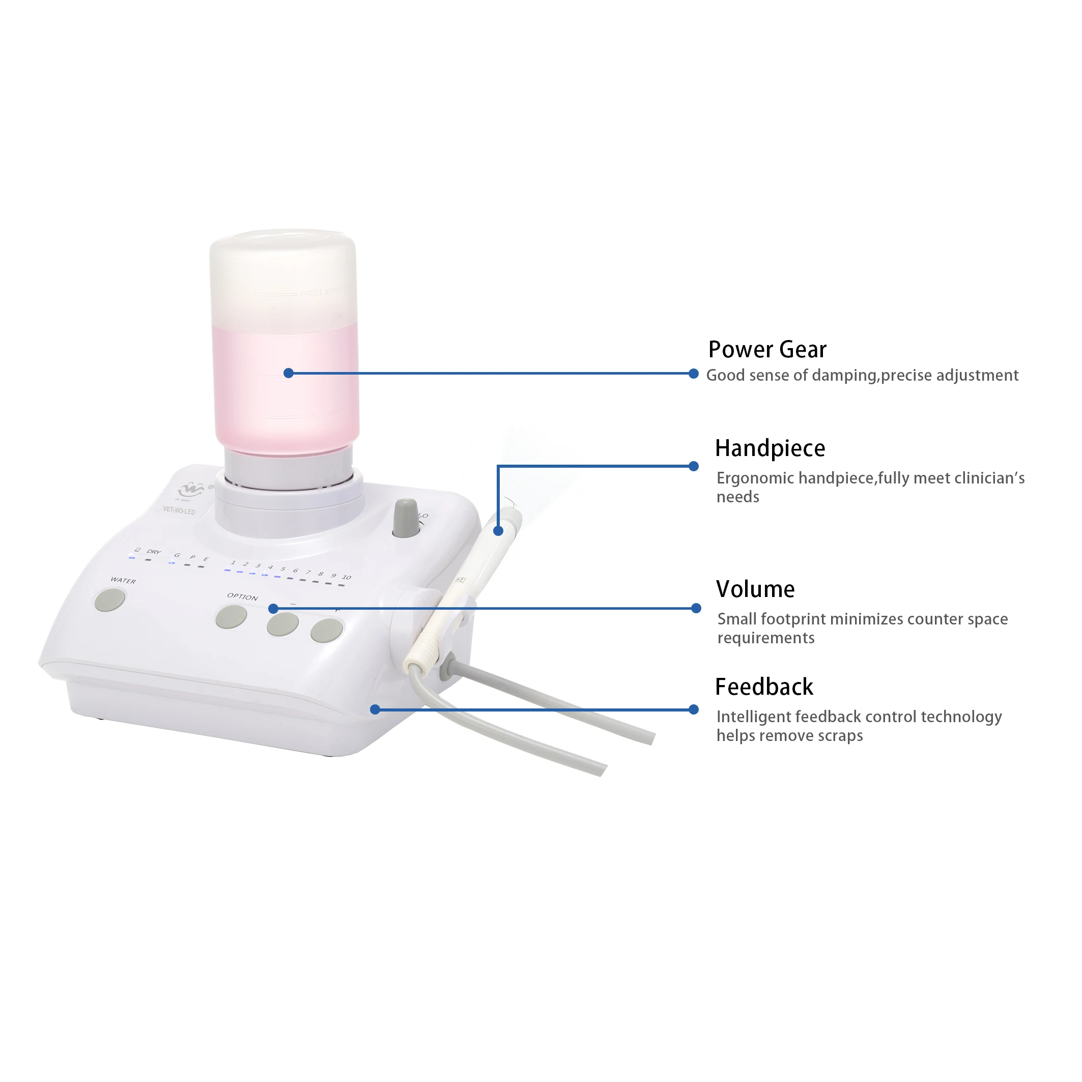 
Latest hot selling VET-W3-LED Ultrasonic dental scaler WOODPECKER with LED dental scaler equipment 