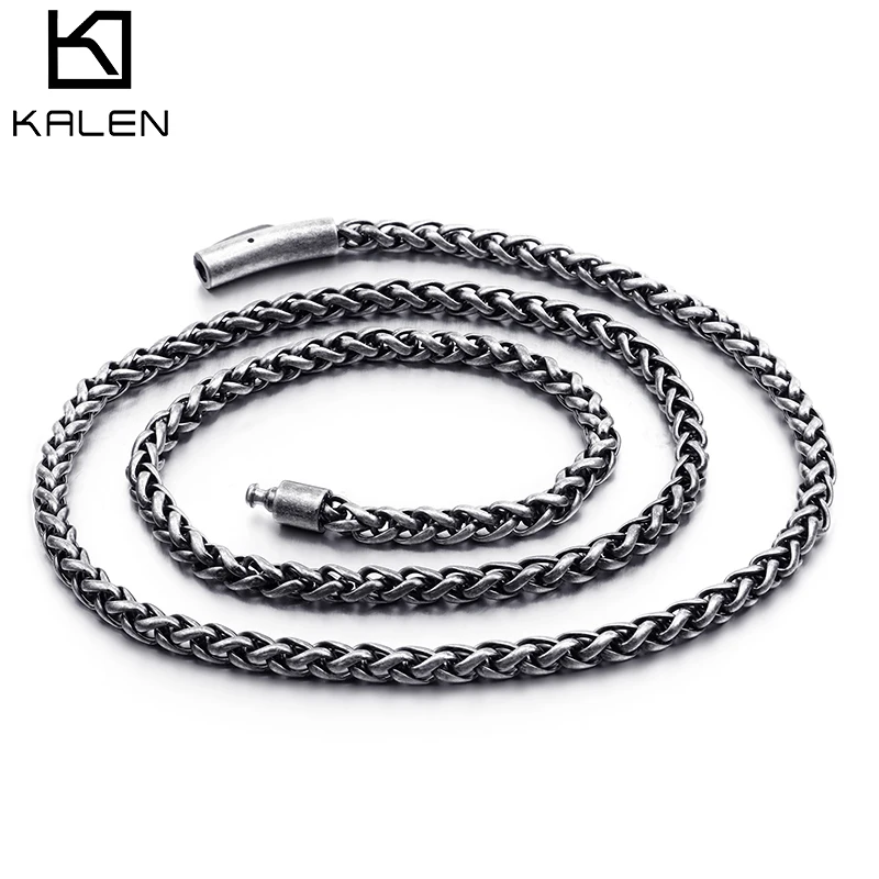 

KALEN 660*5mm Stainless Steel Vintage Silver Fashion Link Chain