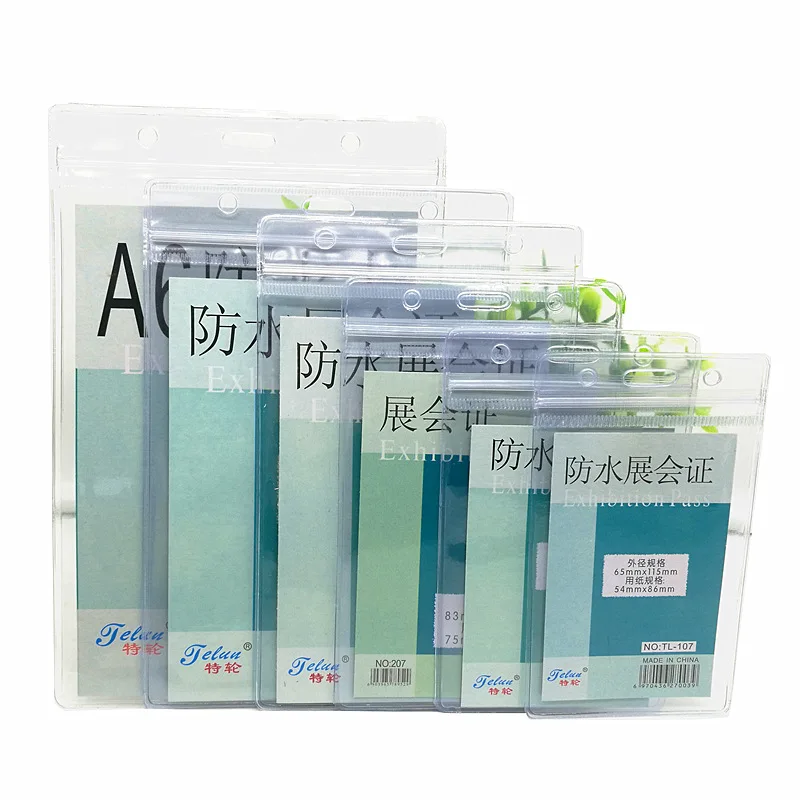 

2.25*3.5" Clear Plastic ID Sleeve Pouch Horizontal Name Tag Name Badge ID Card Holders with Waterproof Type Resealable Zip