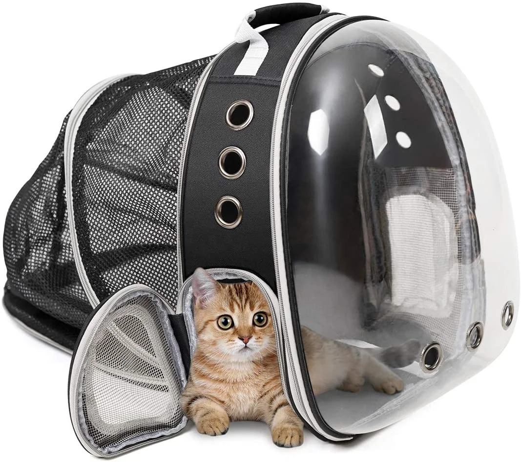 

Expandable Cat Backpack Space Capsule Bubble Transparent Clear Pet Carrier for Small Dog Pet Carrying Hiking Traveling Backpack, See as details