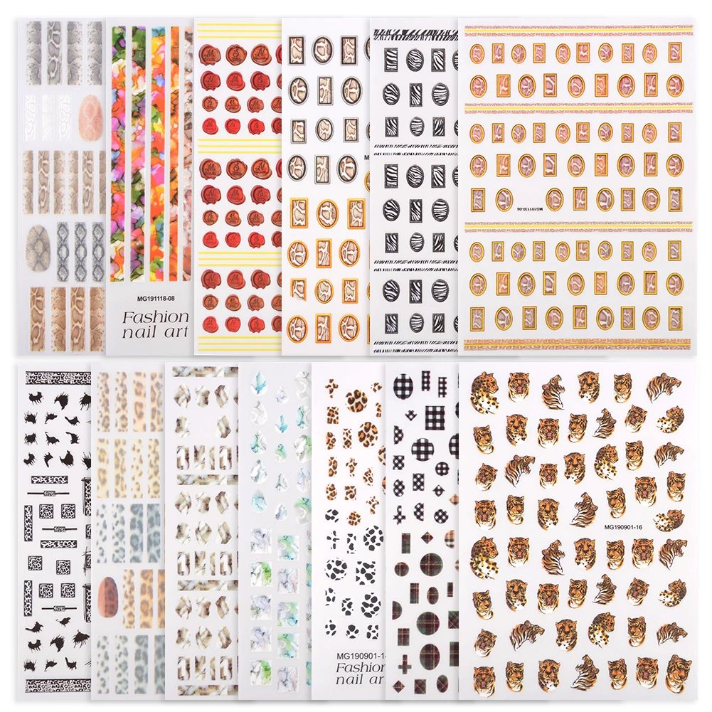 

Popular 2D nail tiger custom design cheetah decals sticker for nail suppliers
