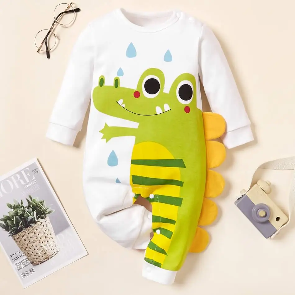 

Baby Everystep Romper Best Sellers Newborn Cotton Cartoon Autumn White Full Sleeve Jumpsuit Cute Dinosaur Onesie Bodysuit