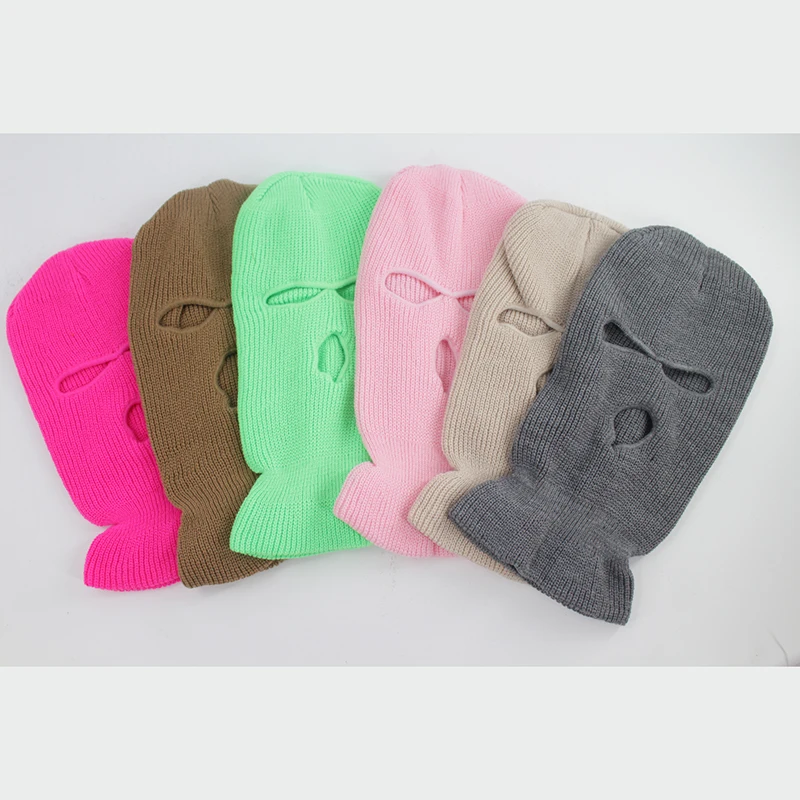 Custom Design Knitted 3 Hole Full Cover Face Ski Mask Skimask With Embroidery Logo Winter Hat Ski Mask Balaclava
