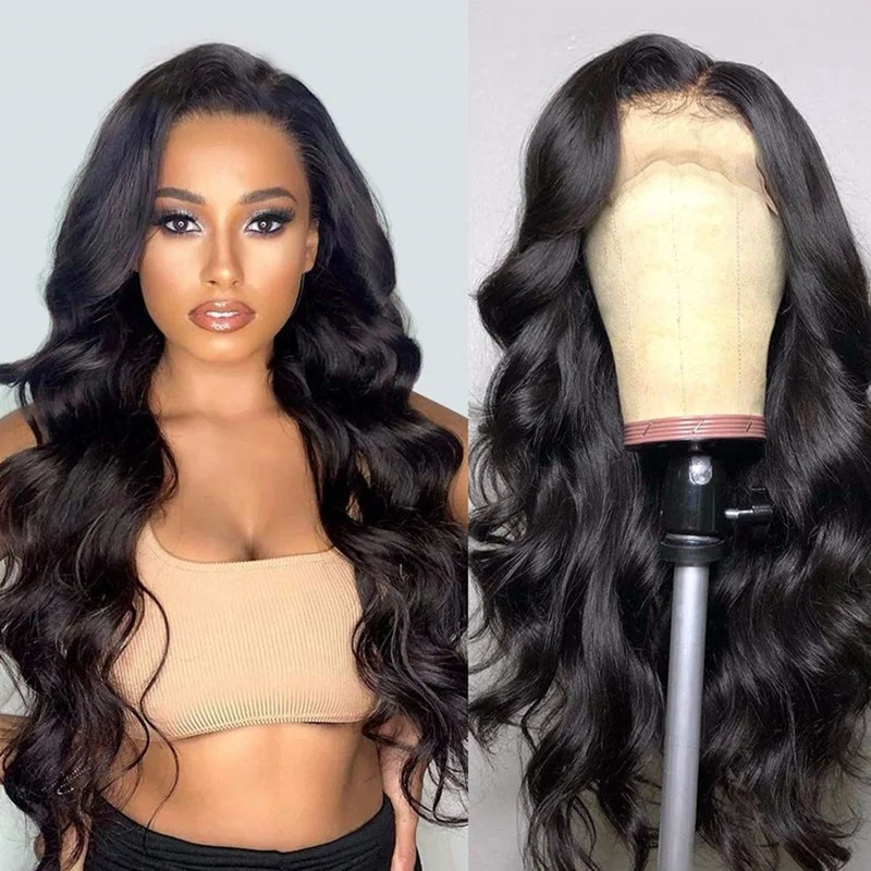 

Lace Front Closure Body Wave Full Cuticle Aligned Lace Closure Human Hair Wig, Natural black, dark brown ,light brown