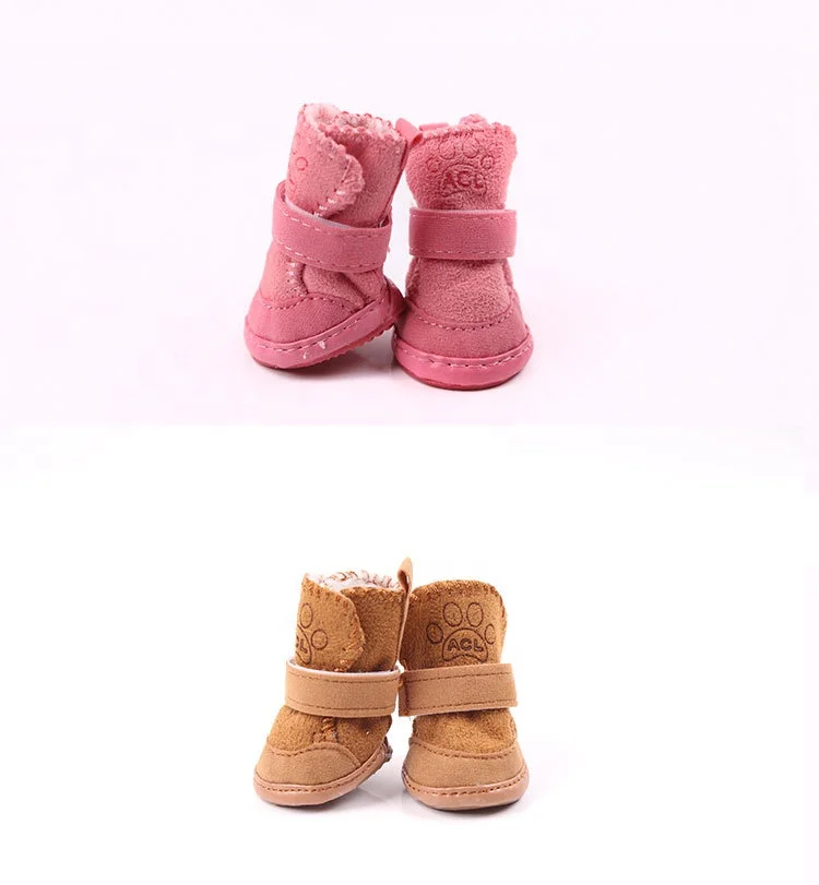 

Winter Fashion Design Cotton Soft Cheap Teddy Waterproof Snow Boots Pet Shoes Dogs, Pink/khaki