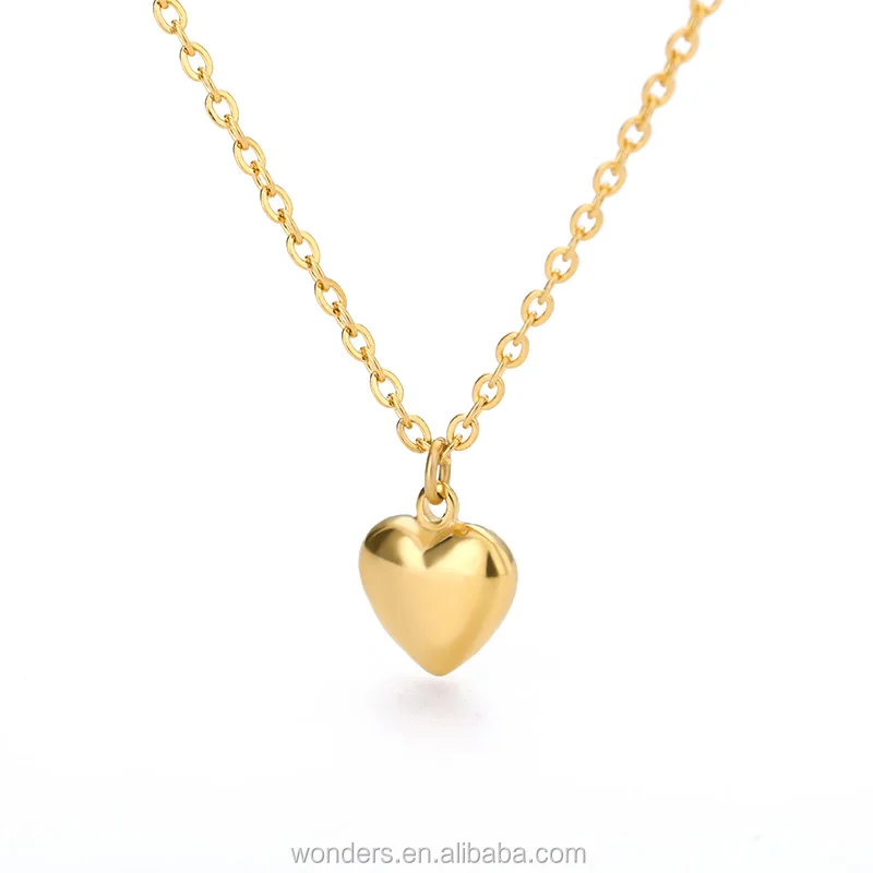 

Ladies Bijoux Gold Stainless Steel Necklace Plated 18K Gold Heart Necklace Birthday Gift Wedding Jewellery