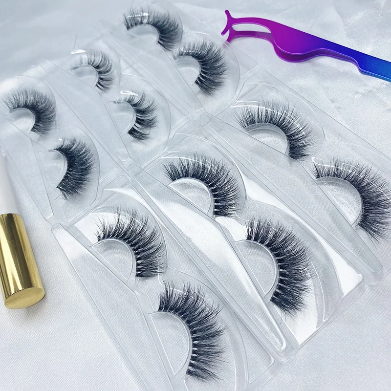 

Anforlin handmade real mink lashes bulk wholesale fluffy wholesale eyelash vendor customized boxes clear band eyelashes