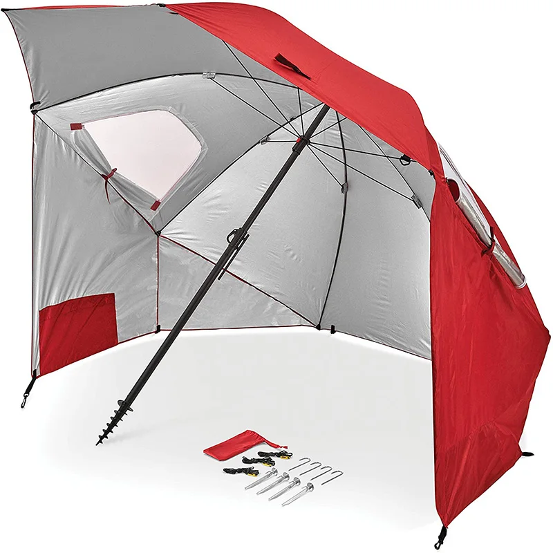 

Pop Up Umbrella Fishing Canopy Beach Sun Shelter Tent for Camping Outdoor, Red