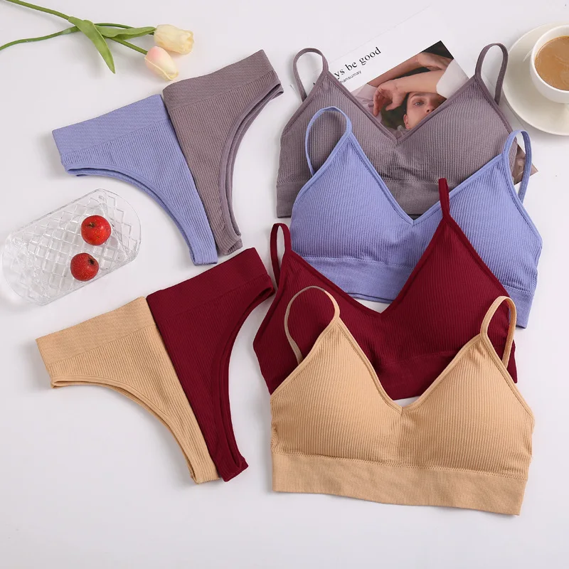 

Women Intimate Soft Cotton Solid Color Push Up Comfort Trim Bra Sets