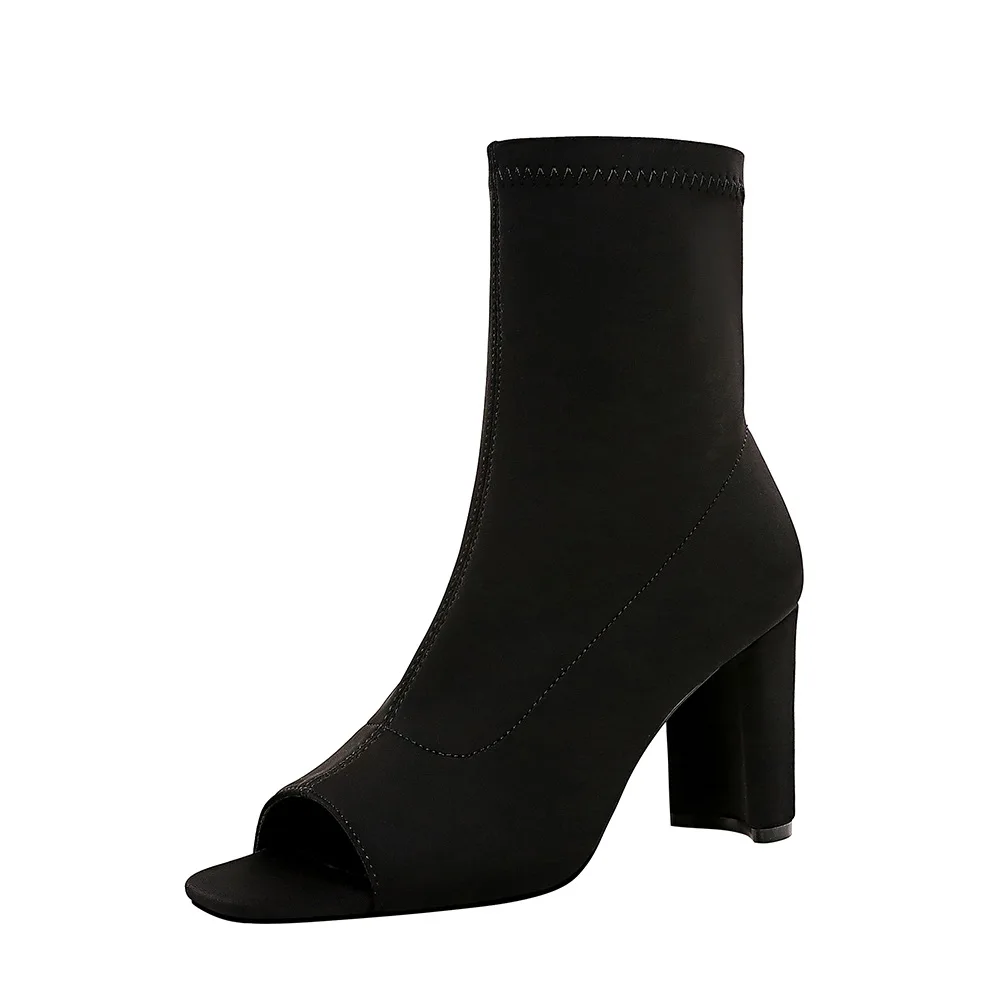 

New arrival square heels boots sexy ladies shoes peep toe pumps