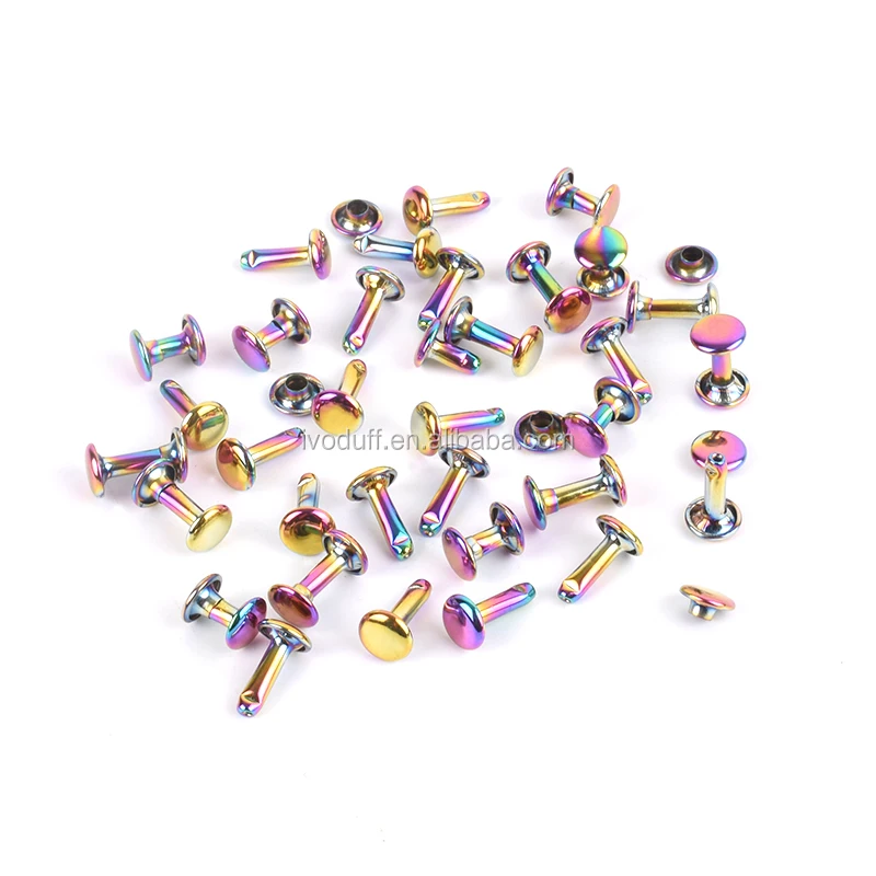 

Ivoduff Rainbow Round Double Cap Rivets Fasteners For Leather Craft Decorations