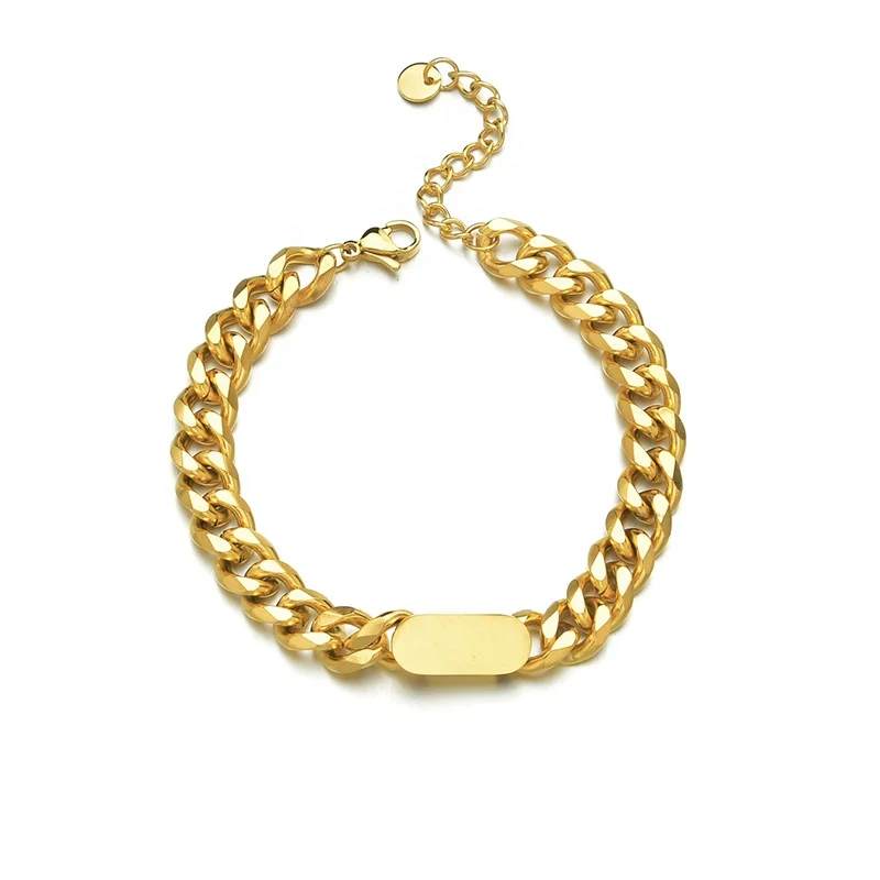 

2021 Hip Hop Retro Cuban Thick Figaro Gold Chain Bracelet Vintage Stainless Steel Turb Wide Titanium Jewelry Women Men Wholesale
