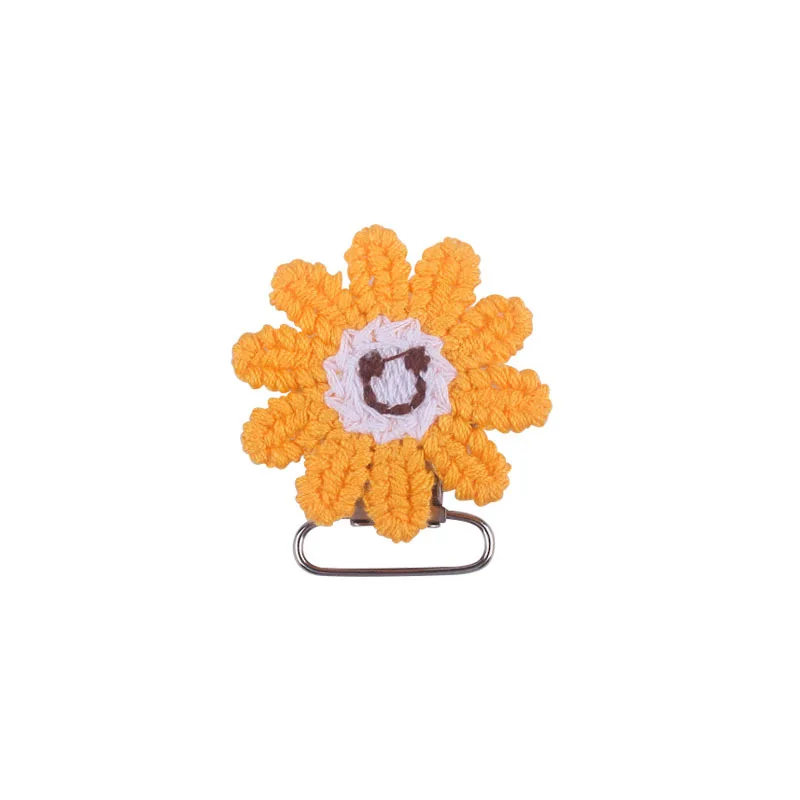 

Nursery Baby Product DIY Making Handmade Crochet Sunflower Metal Anti Dropping Dummy Pacifier Clips, 36 colors