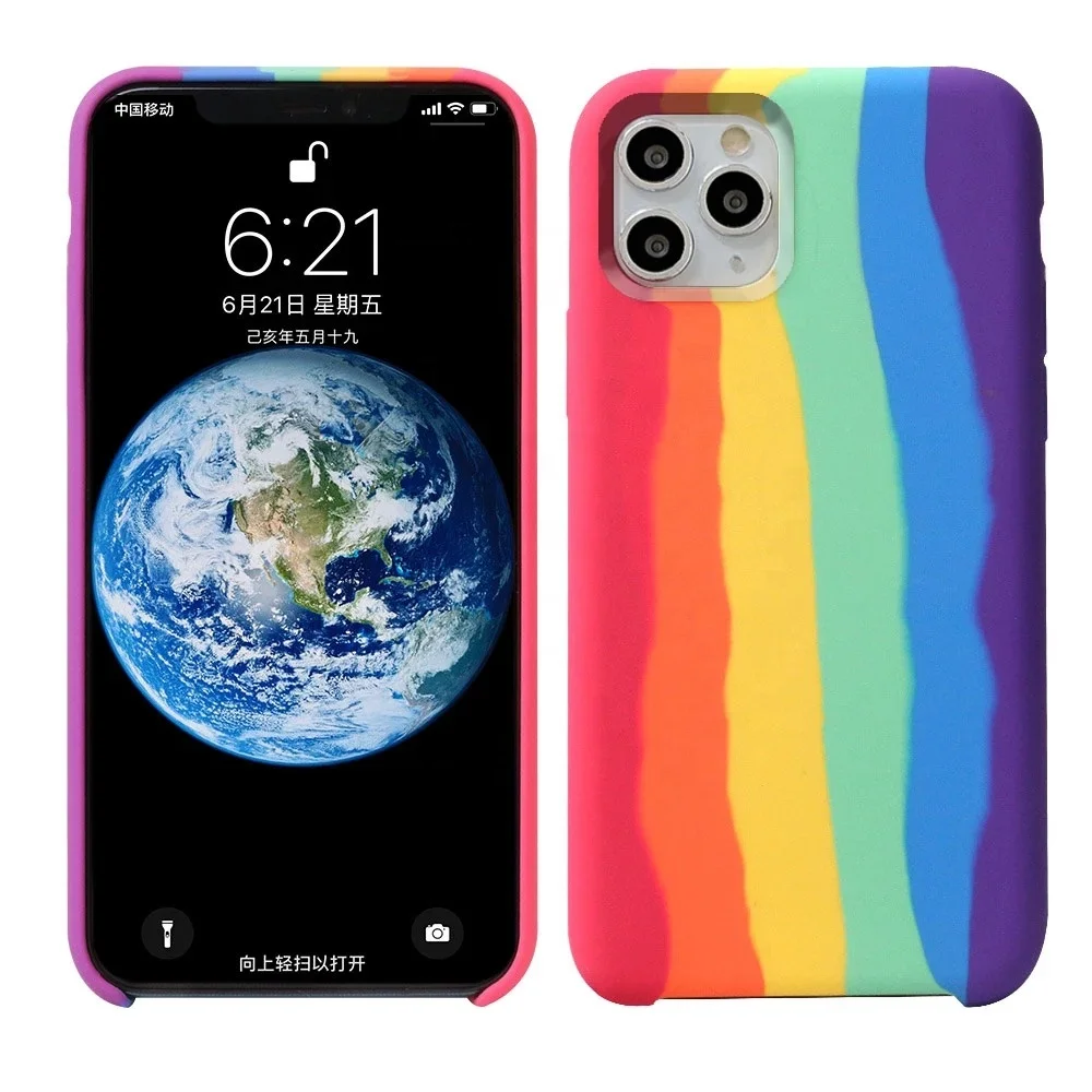 

universal men rainbow silicone unique logo printing mobile phone protective Case cover For iPhone 7 8 plus X Xs Xr 11 12 pro max, Multi. (black , pink , white , green ,blue etc .)