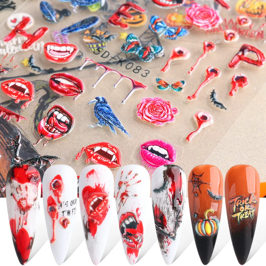 

2021 wholesale 5d luxury designer halloween nail art sticker