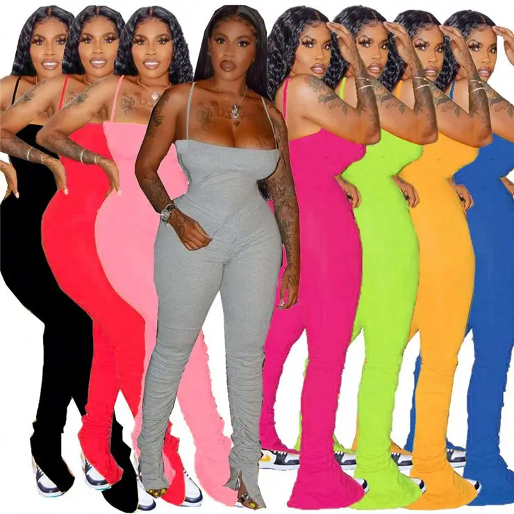 

200826 Fashion Rompers Night Club Bodycon Jumpsuit Sexy Backless Neon Color Tight Jumpsuit For Women