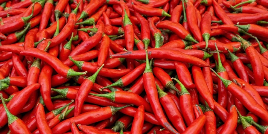Various types of chilli peppers side by side