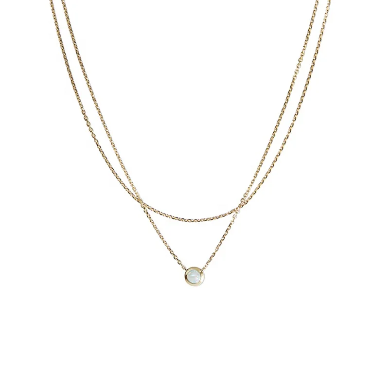 

Milskye Beautiful Clear Jewelry 18K Gold Plated 925 Sterling Silver Layered Moonstone Necklace