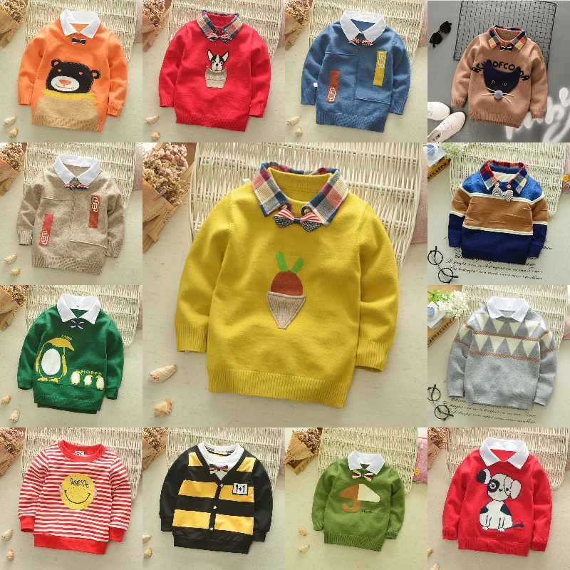 

New style autumn winter children's outfit pullover sweater loose in children big size children cartoon western style sweater